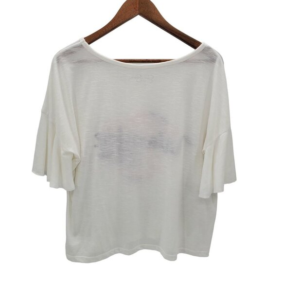 Jessica Simpson Womens Floral Bell Sleeve Boho Top Blouse Sz L White Wonder Lust - Picture 4 of 11